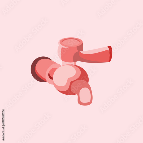 water tap in isometric style in pink. Design element illustration of household necessities. Water channel that can be opened and closed