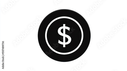 Dollar Sign Icon Black Circle with White Currency Symbol for Finance Economy and Business Gr