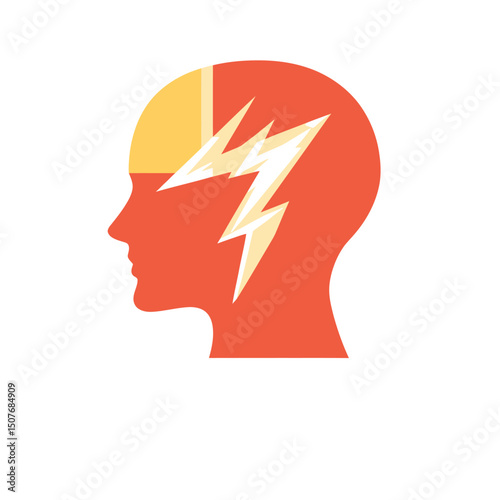The concept of mental health is represented by a human head silhouette containing anxiety within the brain or mind, symbolizing psychological issues through a modern flat illustration