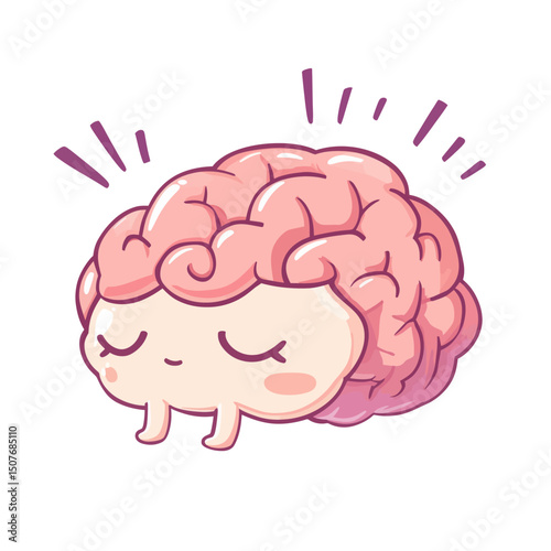 A humorous cartoon depiction of a brain character sleeping in a modern illustration style