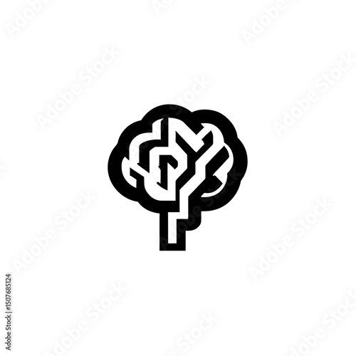 The brain is a modern icon, depicted as a filled flat sign suitable for mobile concepts and web design, representing human brain pain through a glyph icon and symbolizing cerebrovascular disease in a