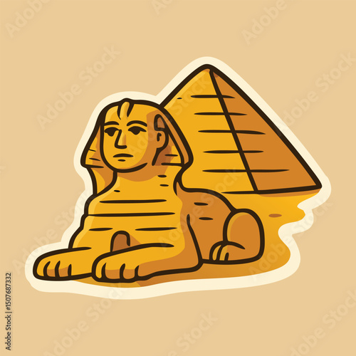 Great Sphinx of Giza Illustration Ancient Egyptian Monument Historic Landmark Mystical Sculpture Pyramid Background Cultural Heritage Tourism Iconic Architecture Digital Artwork