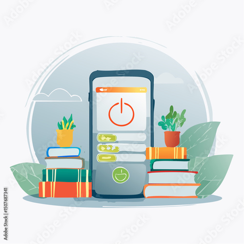 A soft vector illustration promoting digital hygiene