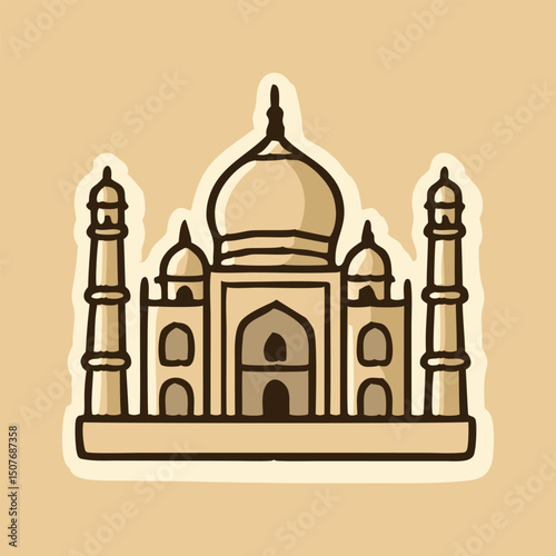 Taj Mahal Illustration Indian Monument Historic Architecture Iconic Landmark Cultural Heritage Famous Mausoleum Agra India Mughal Era Artistic Representation Digital Artwork