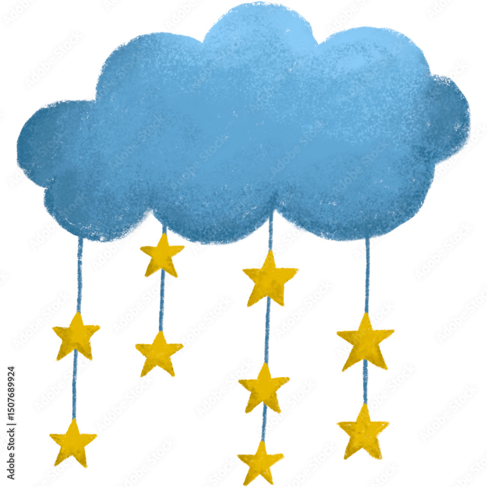Fototapeta premium cloud and stars icon element no background for nursery room