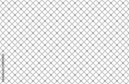 Repeating dotted rhombus tiles Contemporary brillant mesh texture. Repeating dotted diagonal tiles with dotted rhombuses and crosses in nodes. Vector illustration on white background.