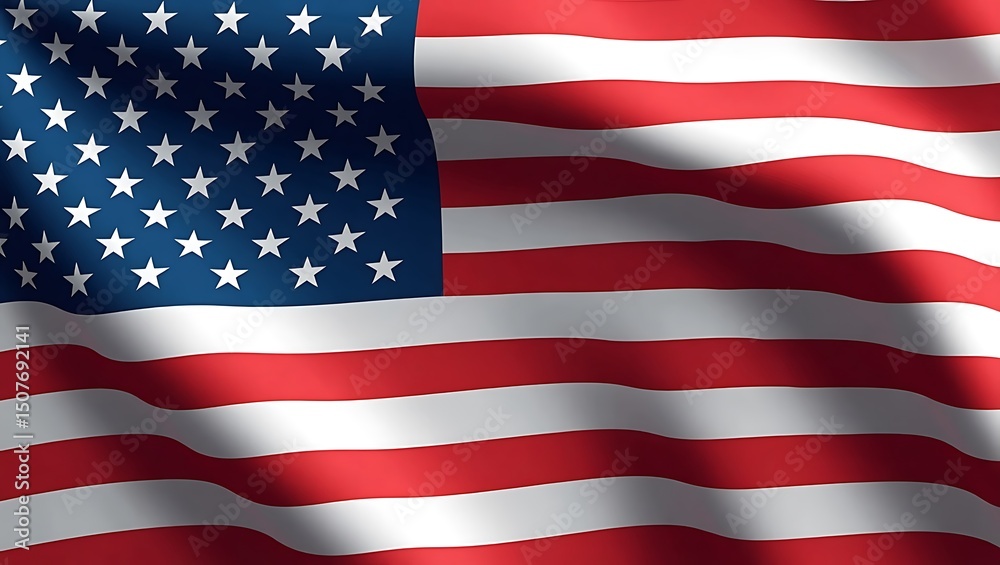 Fototapeta premium Symbolic United States flag waving with patriotic red and white stripes