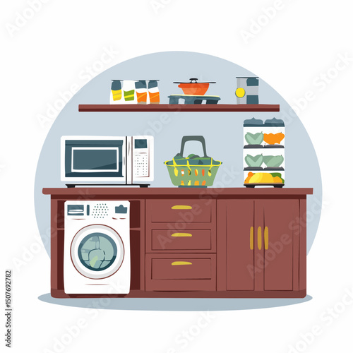 A clean vector illustration of simple modern household routines