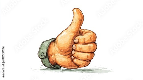 Thumbs Up Gesture with a Wristband Positive Approval Symbol for Success Motivation and Encou