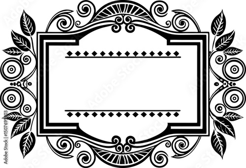 Decorative square frame Elegant element for design in Greek style, place for text. Floral square border