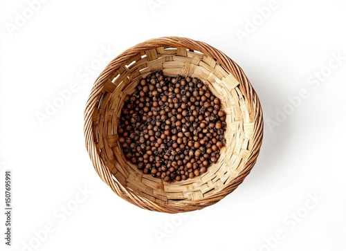 Basket with Small Brown Round Objects