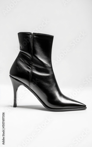 Black Leather Heeled Boot