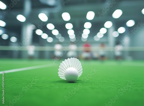 Shuttlecock on Badminton Court