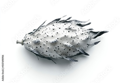 White Fruit with Black Spots on White Background