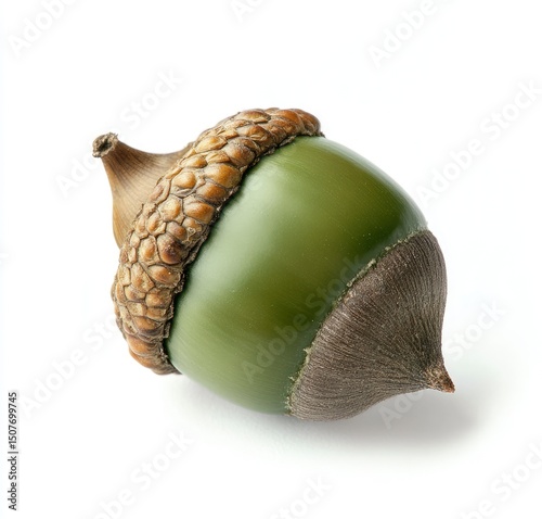 Acorn Close Up on White Background