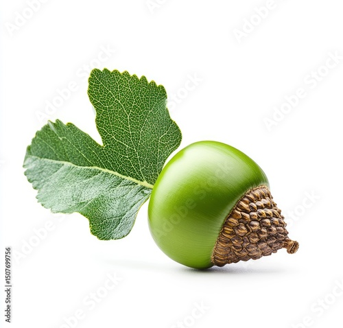 Green Acorn with Leaf