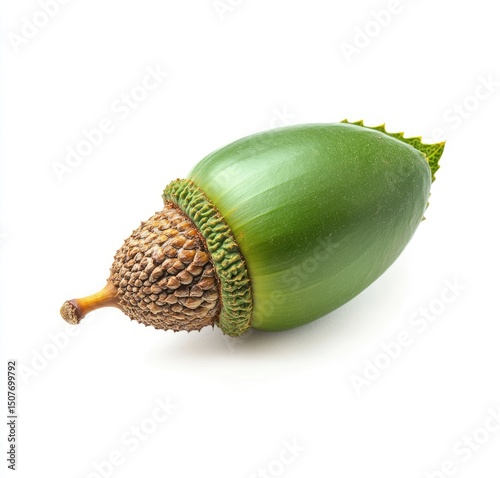 Acorn Still Life on White Background