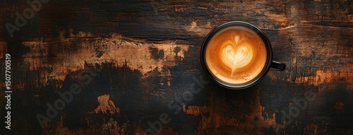 Latte Art on Wooden Table
