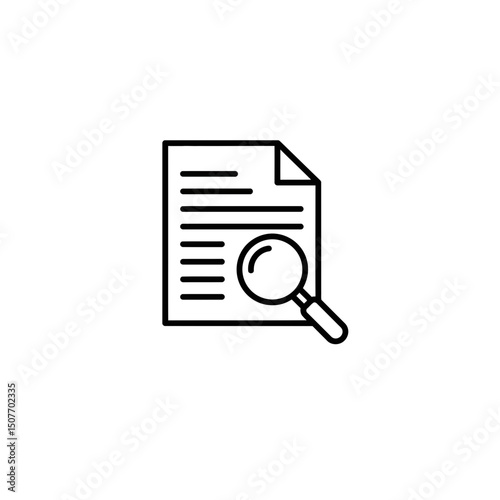 Document with magnifying glass for analysis and review concept of icon  