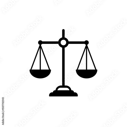 Scales of justice icon in simple black silhouette design  