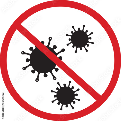 illustration of a red circular border with a diagonal line indicating no spreading of viruses
