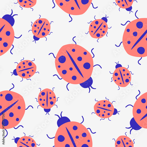 Cute ladybug pattern background vector design