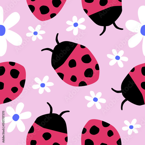 Cute ladybug pattern background vector design