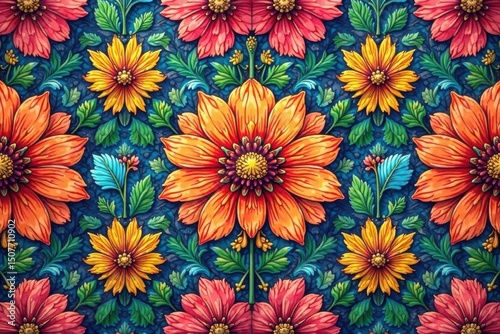 Intricate floral design, repeating seamlessly , background, delicate, leaf