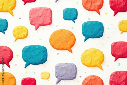 Seamless pattern of colorful speech bubbles on white background, conversation, seamless, oval