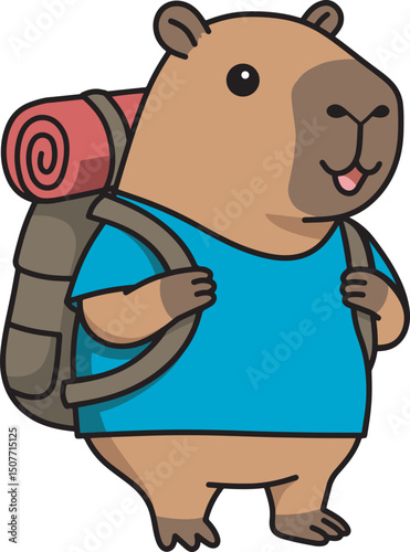 Capybara Hiking Adventure Illustration 