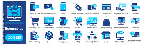 E-Commerce Vector Icons Collection related to Online Shopping, Shopping, Online Store, Shop, Store, Buy, Sell.