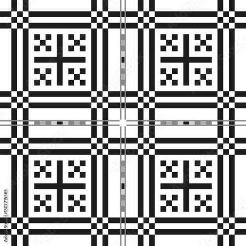 Geometric tile grid. Interlocked square motif. Vector abstract structure. Decorative symmetric form.