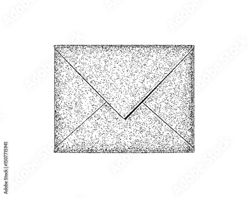 Illustration of an envelope in vintage stipple engraving style isolated on transparent background