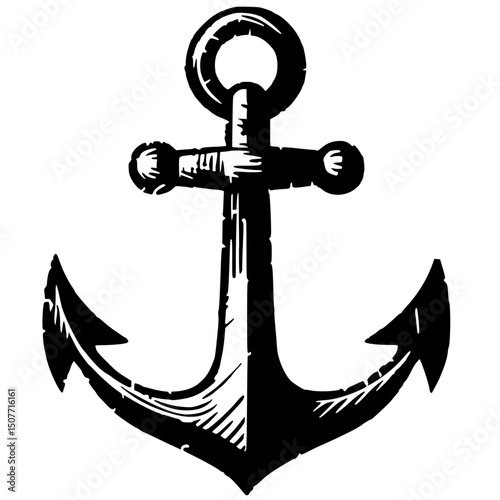 Rough sketch silhouette of an anchor