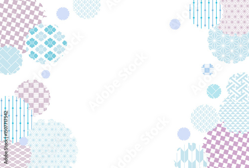 夏の季節の涼しい和柄背景イラスト