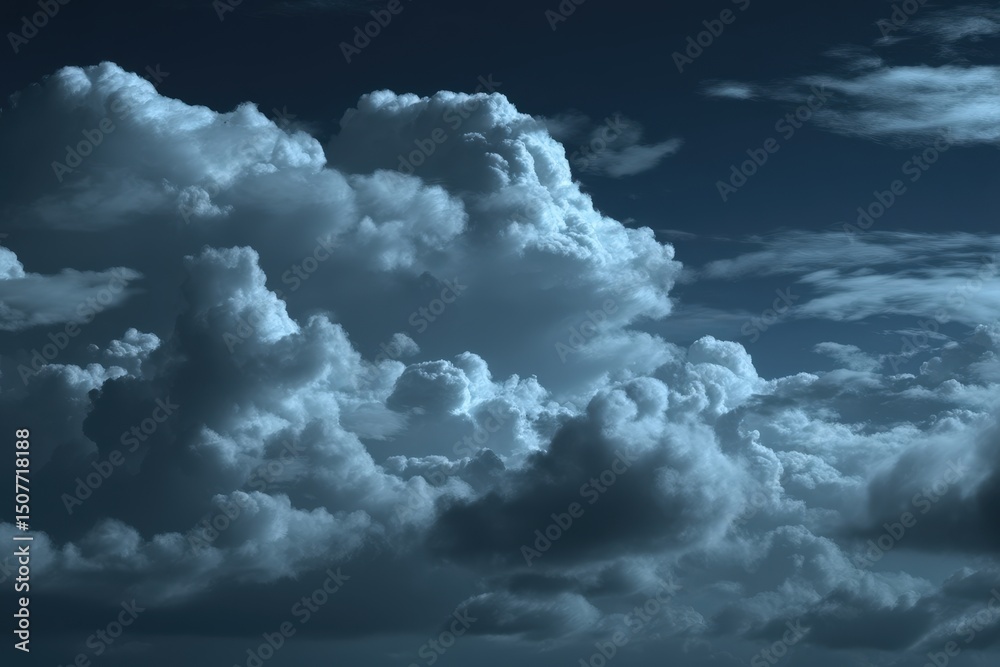 Obraz premium Dramatic Night Sky With Fluffy Clouds