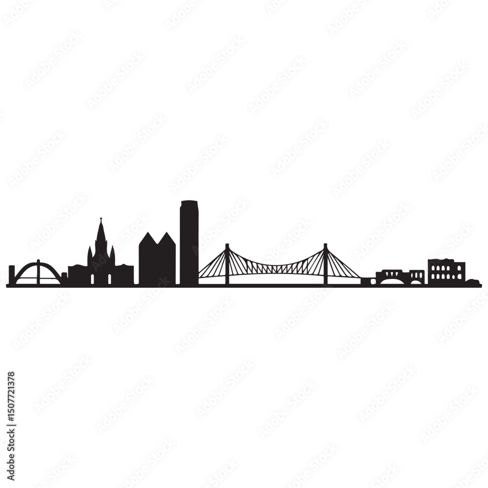 Obraz premium Savannah skyline horizontal banner. Black Savannah, Georgia. Vector template for your design. Vector black silhouette. with white background
