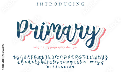 Primary Font Stylish brush painted an uppercase vector letters, alphabet, typeface
