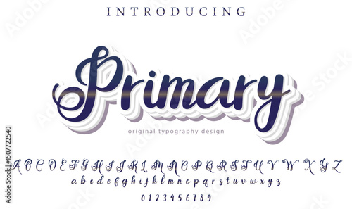 Primary Font Stylish brush painted an uppercase vector letters, alphabet, typeface