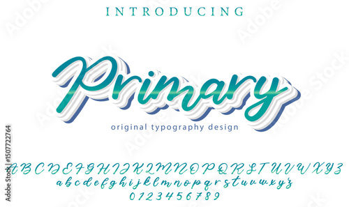Primary Font Stylish brush painted an uppercase vector letters, alphabet, typeface