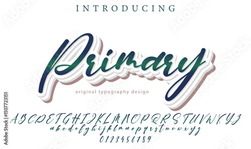 Primary Font Stylish brush painted an uppercase vector letters, alphabet, typeface