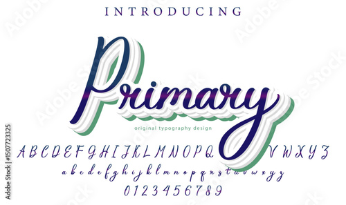 Primary Font Stylish brush painted an uppercase vector letters, alphabet, typeface