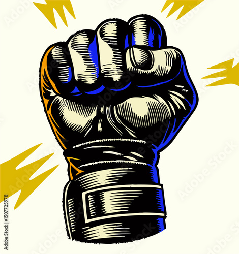 Powerful Clenched Fist Graphic Illustration