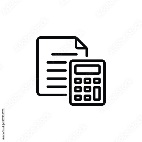 Financial accounting vector icon. cument With Calculator icon. in line style design on white background. vector illustration