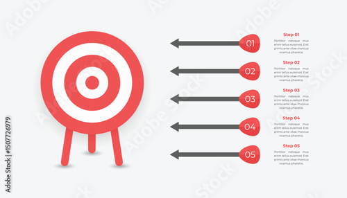 Goal infographic template with 5 steps