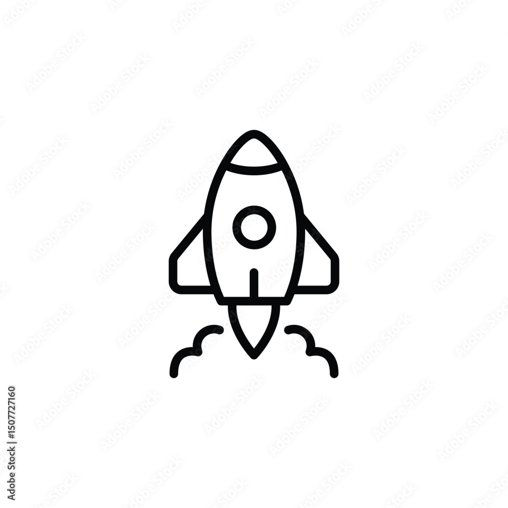 Rocket icon. Space ship vector icon. in line style design on white background. vector illustration Rocket icon. Space ship vector icon. in line style design on white background. vector illustration