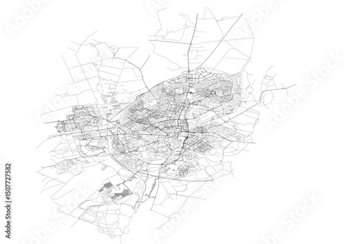 Vector Map of Assen Highways – Detailed Road Network for Urban Planning, Infrastructure Development, and GIS Mapping Projects