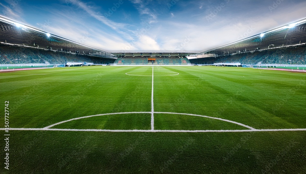 Fototapeta premium center soccer field artificial grass