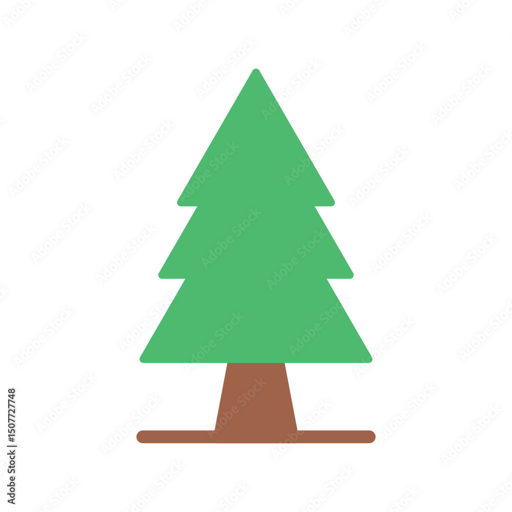 Fototapeta premium Stylized Evergreen Tree Icon Featuring Symmetrical Triangle Canopy and Wide Base Trunk