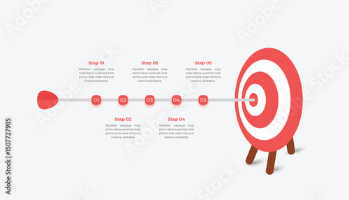 Business target infographic with 5 steps